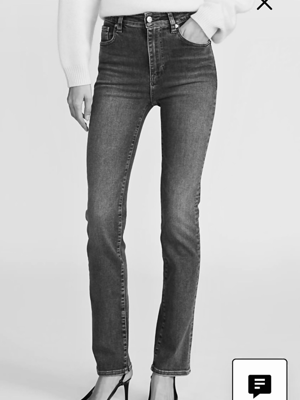 Frame Denim High-Rise Straight Leg Jeans — Charcoal Gray